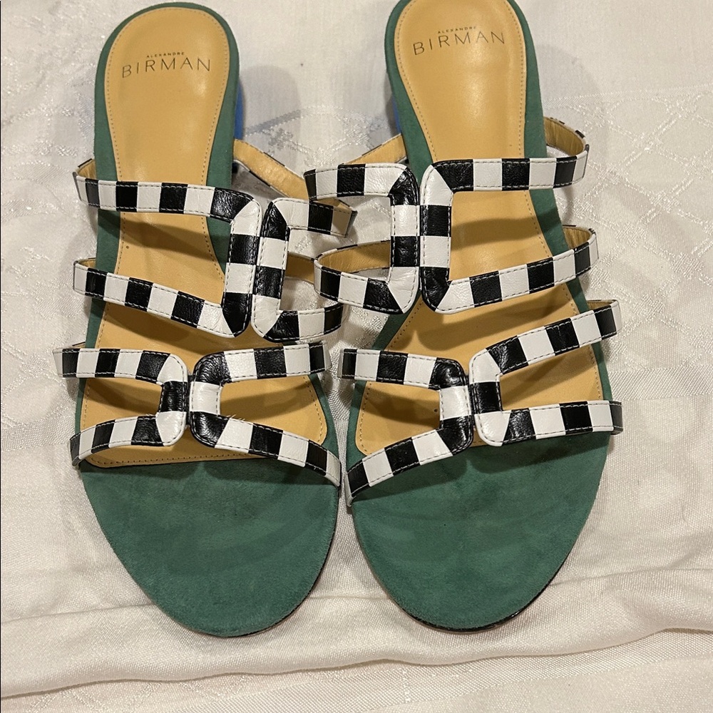 Alexandre Birman Checkered Sandals with Green Sole